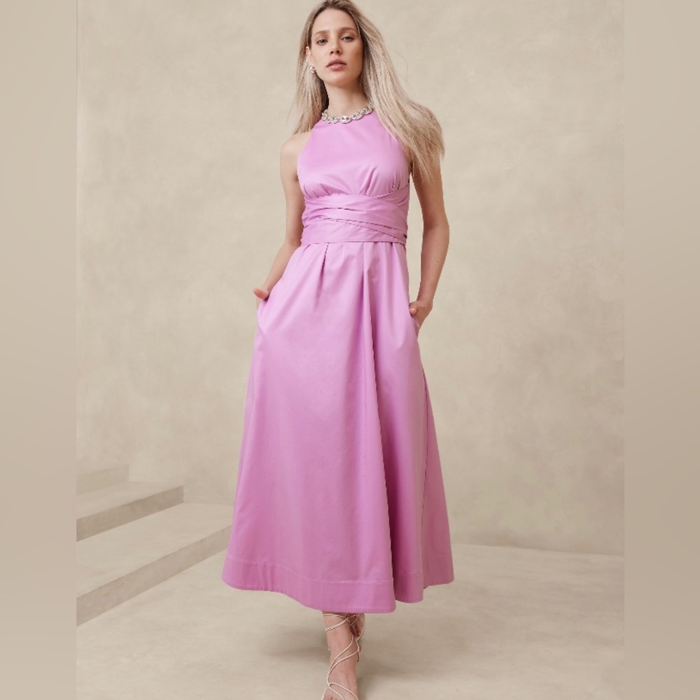 BANANA REPUBLIC STRETCH-COTTON POPLIN MAXI DRESS - Picture 1 of 10